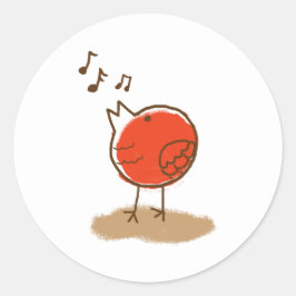 Messy Little Red Bird Singing Music Runt Klistermärke