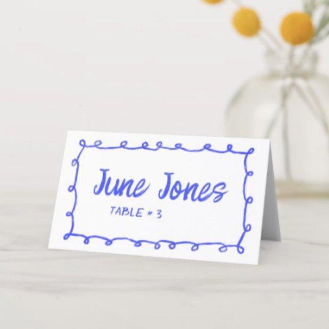 Messy Loops Doodle Handmade Pub Bat mitzvah Placeringskort (Messy Loops Doodle Handmade Bar Bat Mitzvah Place Card
)