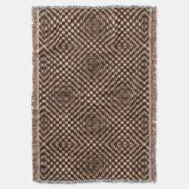 Messy och tuggbrun schack över varandra filt