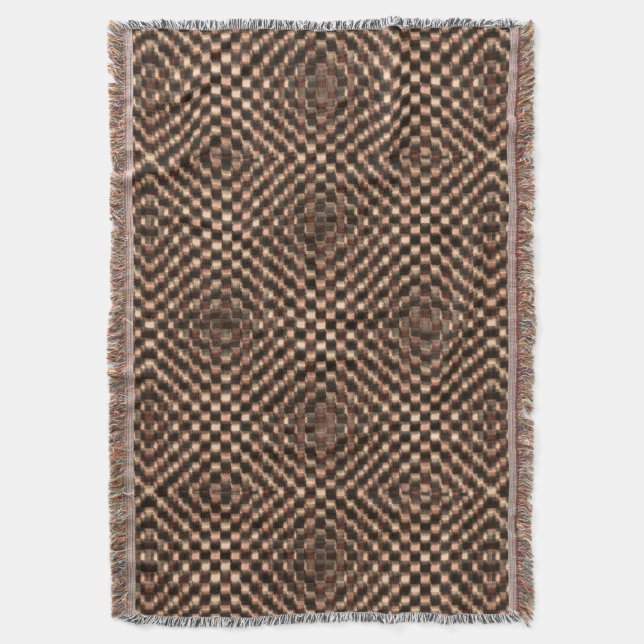 Messy och tuggbrun schack över varandra filt (Framsidan Vertikal)