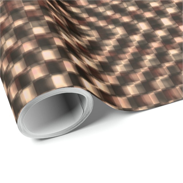 Messy och tuggbrun schack över varandra presentpapper (Rullad Hörn)