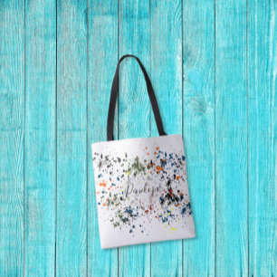 Messy Paint Splatters Modern Abstrakt ditt namn Tygkasse