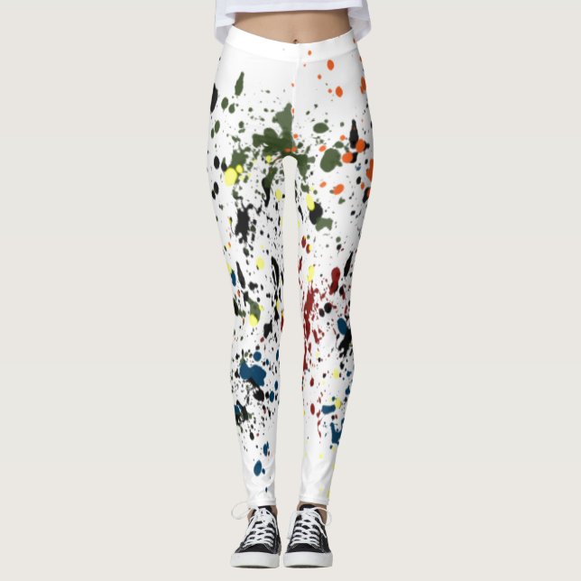 Messy Paint Splatters Modern Abstrakt för artister Leggings (Framsida)