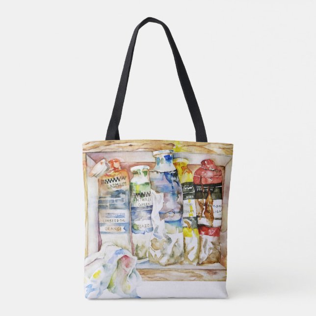 Messy Paint Tubes Artist Art Tote Bag Tygkasse (Baksida)