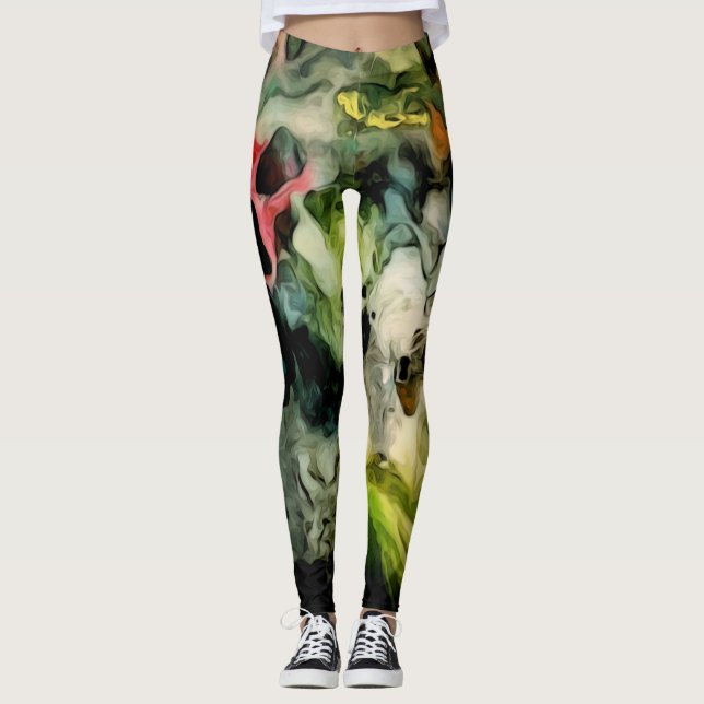 Messy Palette Coola Abstrakt Mönster Leggings (Framsida)