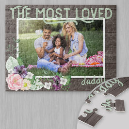 Mest älskad pappa - Rustic Mörk Wood Ram Pussel