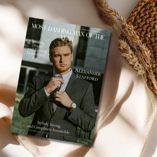 Mest dashman i årets magasin julkort (Most Dashing Man of the Year Magazine Cover Holiday Card)
