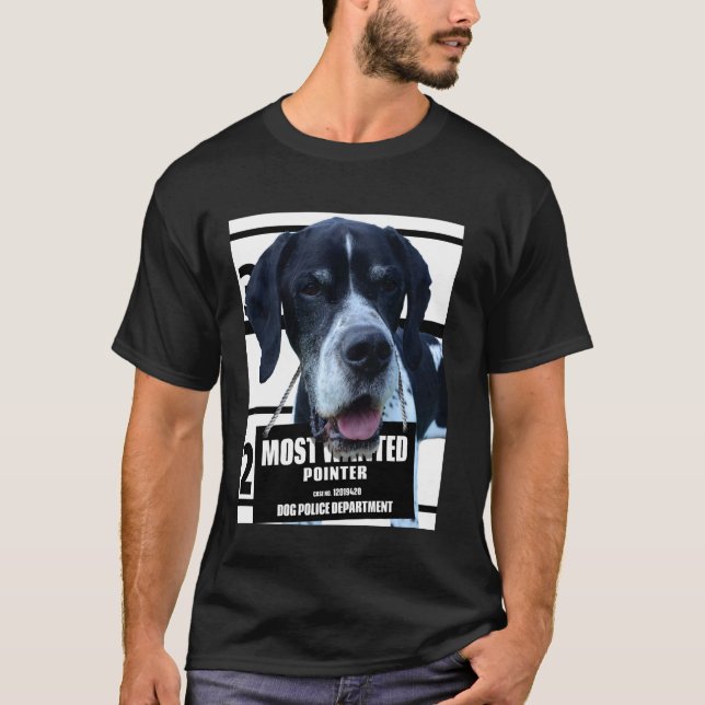 Mest Efterlyst Pointer D - Söt Rolig Hund T-Shirt (Framsida)