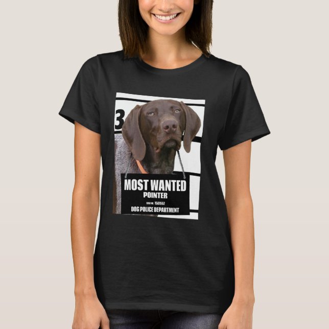 Mest eftersökta Pointer C - Söt rolig hund T-shirt (Framsida)