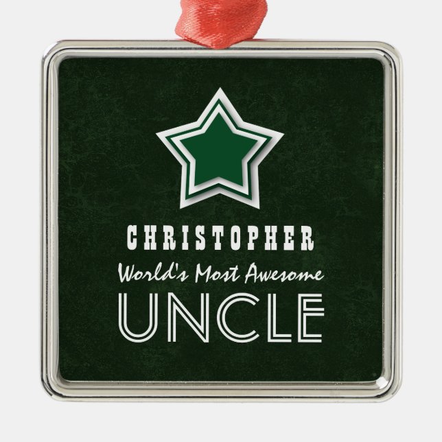 Mest enorm UNCLE grön stjärna- och gröntvit G01Z Julgransprydnad Metall (Framsidan)