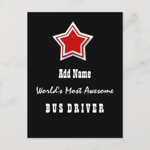 Mest Fantastisk BUSS DRIVER Black med Red Star A02 Vykort