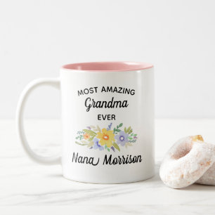 Mest Fantastisk Grandma någonsin vattenfärgsblom Två-Tonad Mugg