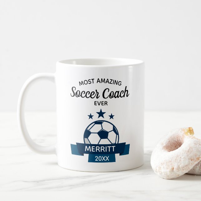 Mest fantastiskt tack för fotbolllagledare kaffemugg (Med munk)