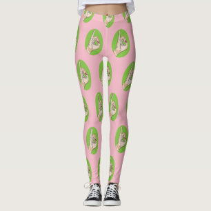 Mest gullig rosa och grön damasker leggings