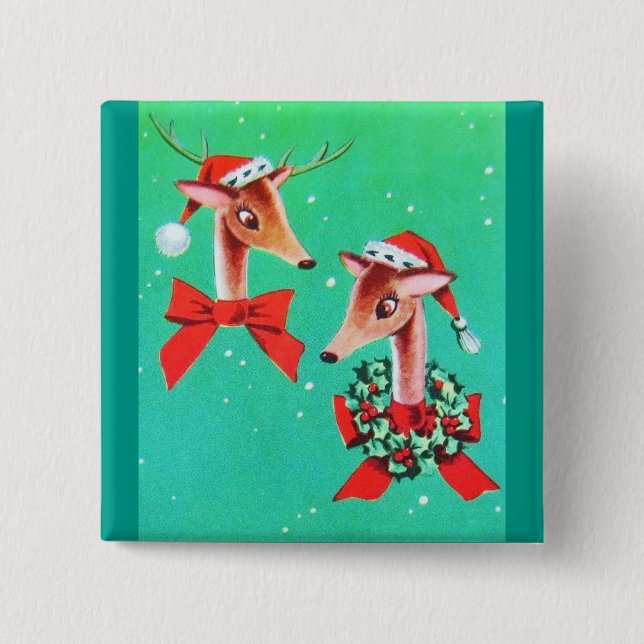Mest härlig vintagejulhjort knapp (Framsida)
