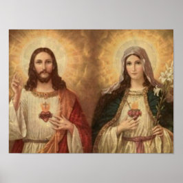 Mest helig i heligans hjärta Jesus och heliga Mary Poster