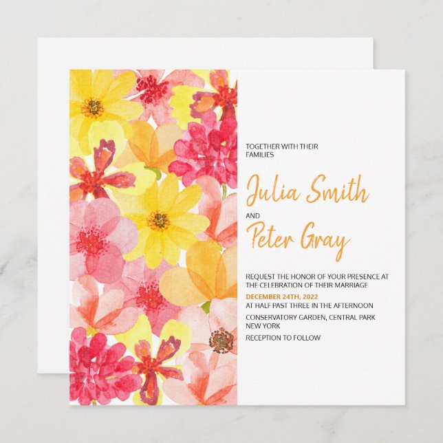 Mest informell inbjudan till Blommigt med vattenfä (Fram/baksida)