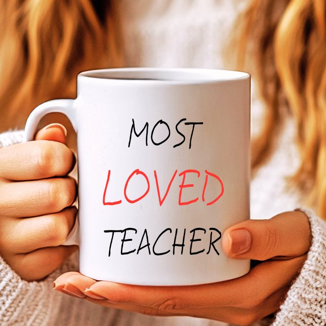 Mest kärleksfull lärare i hjärtan Alla hjärtans da Kaffemugg (Teacher Appreciation Mug for Valentines Day)
