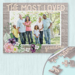 Mest kärleksfull mormor - Rustic Watercolor Flower Pussel<br><div class="desc">Söt fotopussel för din mormor - underbar för mors dag eller födelsedagspresent. Mallen är inställd på redo så att du kan lägga till ett eget foto och du kan även redigera "morma" till önskad titel (dvs. nonna, nana osv.) om du vill. Den här vattenfärgsdesignen har en rustik träbakgrund med feminina...</div>
