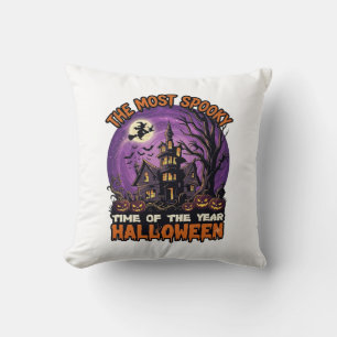 Mest kusliga Halloween Spökhus Häxa Pumpa Kudde