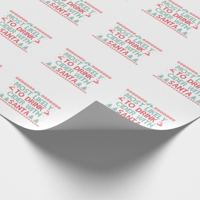 Mest LI som dricker cider med Santa Funny Julafton Presentpapper (Hörn)