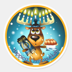Mest lycklig Christmukkah Hanukkah julren Runt Klistermärke