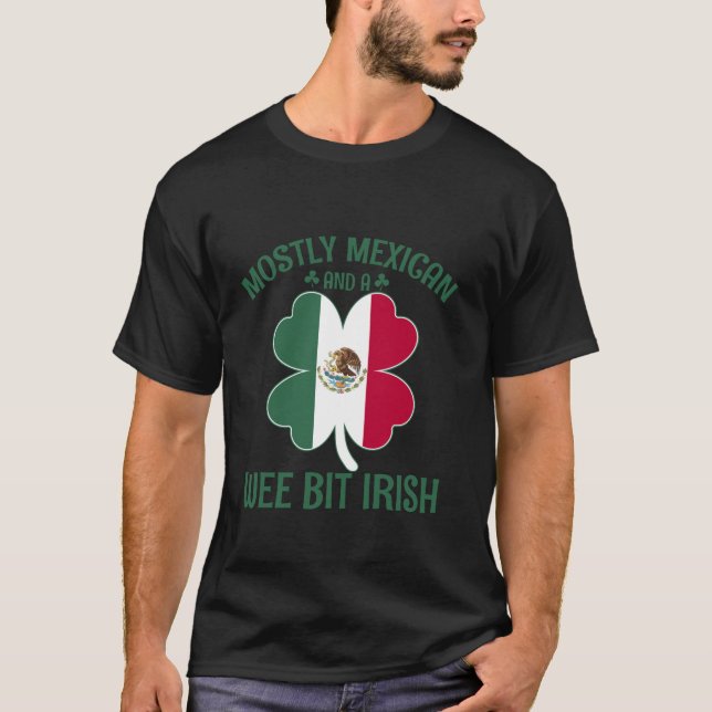 Mest mexikan och vi biter Irish Shamrock Mexico L T Shirt (Framsida)