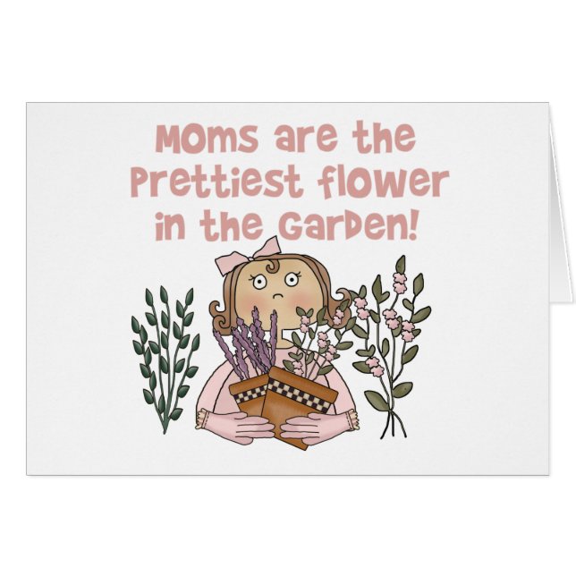 Mest nätt blomma för mamma i trädgården hälsningskort (Framsidan Horizontal)
