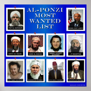 MEST ÖNSKAD AL-PONZI LISTAR "BLÅTT ", POSTER