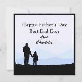 Mest Pappa-dotterkort Silhouette Namn Fars dag Inbjudningar