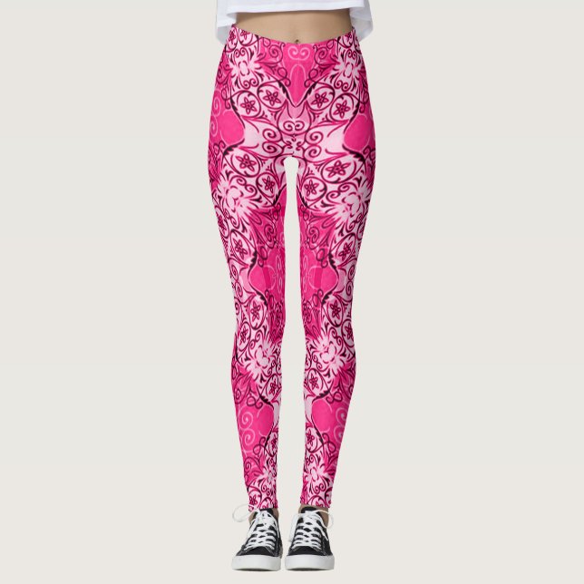 Mest populära dekorativa Rosa Rave Party Leggings (Framsida)