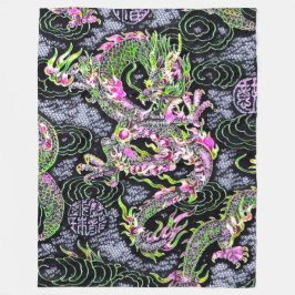 Mest populära kinesiska drakons Speciella svarta l Fleecefilt