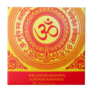 MEST SAKRAL HINDUISK GAYATRI-MANTRA KAKELPLATTA