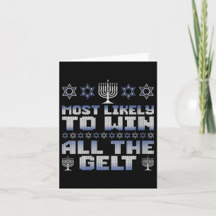 Mest sannolika kvinnor är Gelt Hanukkah Morsa Kort