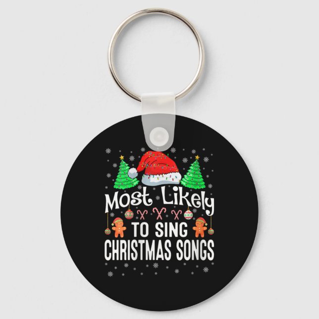 Mest sannolika kvinnor i Sjungan Jul Sång Christm Nyckelring (Framsida)