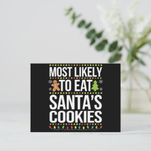 Mest sannolikt att äta Santas Cookies Julafton Helg Vykort