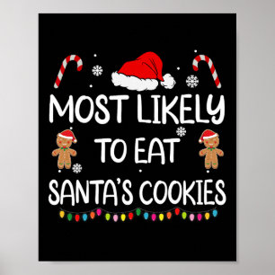 Mest sannolikt att äta Tomtens kakor Familj jul Poster