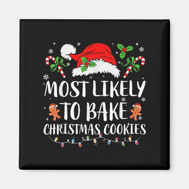 Mest sannolikt att baka julgodis familj pyjamas magnet (Framsidan)