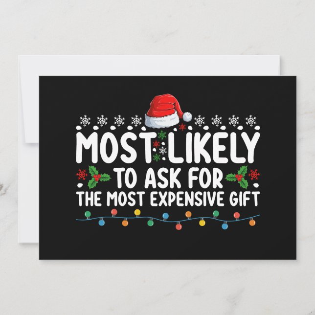 Mest sannolikt att be om den dyraste julklappen Ch Inbjudningar (Framsida)
