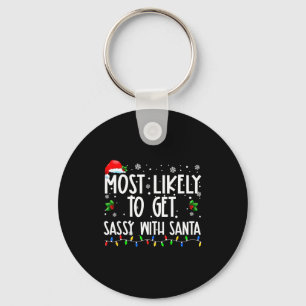 Mest sannolikt att bli sjuk med Santa jul familj Nyckelring