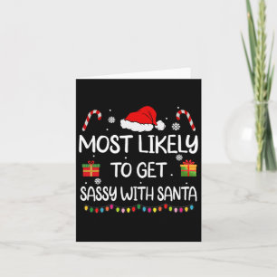 Mest sannolikt att bli sy med tomte kul familj jul kort