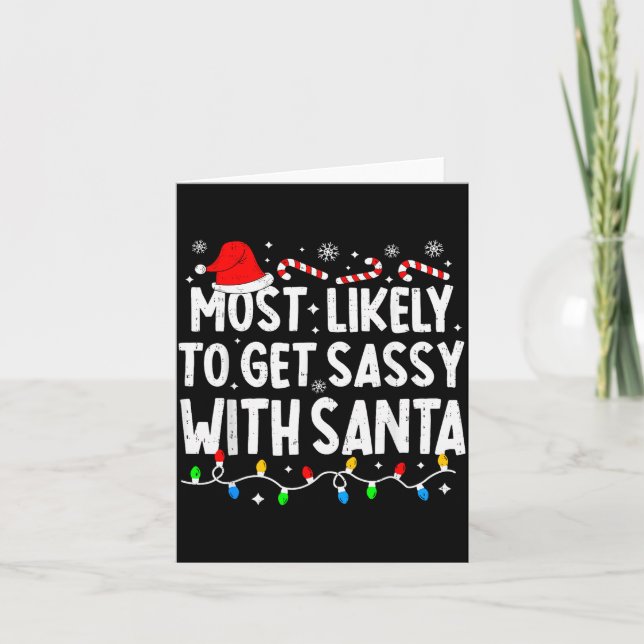 Mest sannolikt att bli sy med tomte rolig matchnin kort (Framsida)