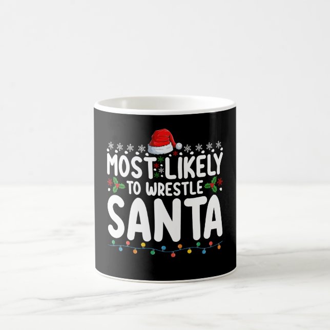 Mest sannolikt att brottas med tomte julbrottning kaffemugg (Center)