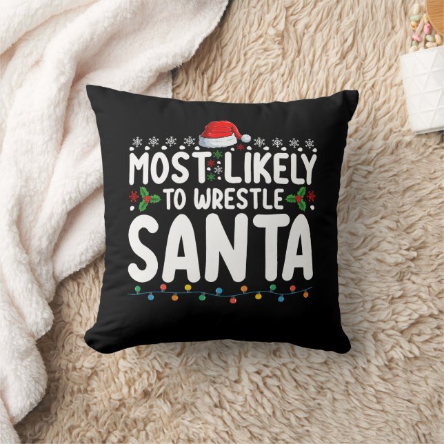 Mest sannolikt att brottas med tomte julbrottning kudde (Filt)