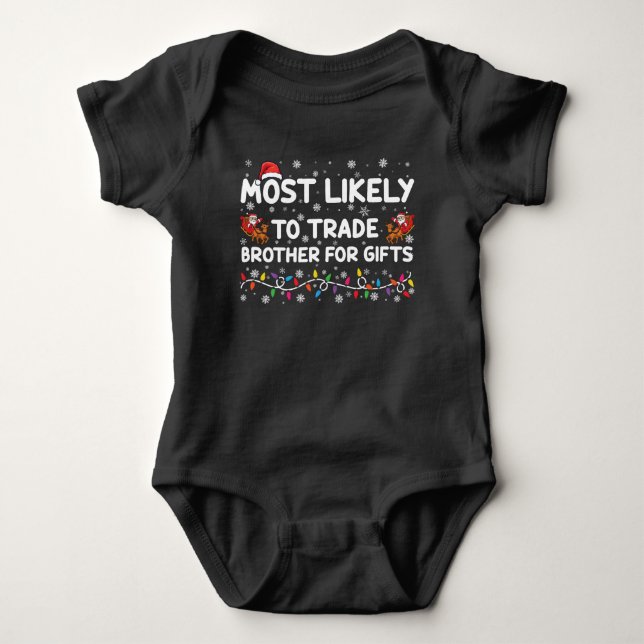 Mest sannolikt att byta bror mot julklappar t shirt (Framsida)