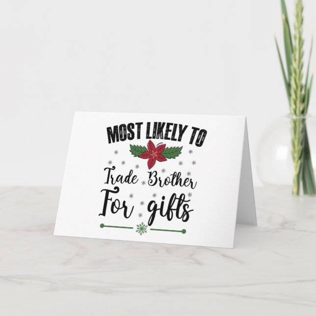 Mest sannolikt att byta bror mot julklappar tack kort (Framsida)