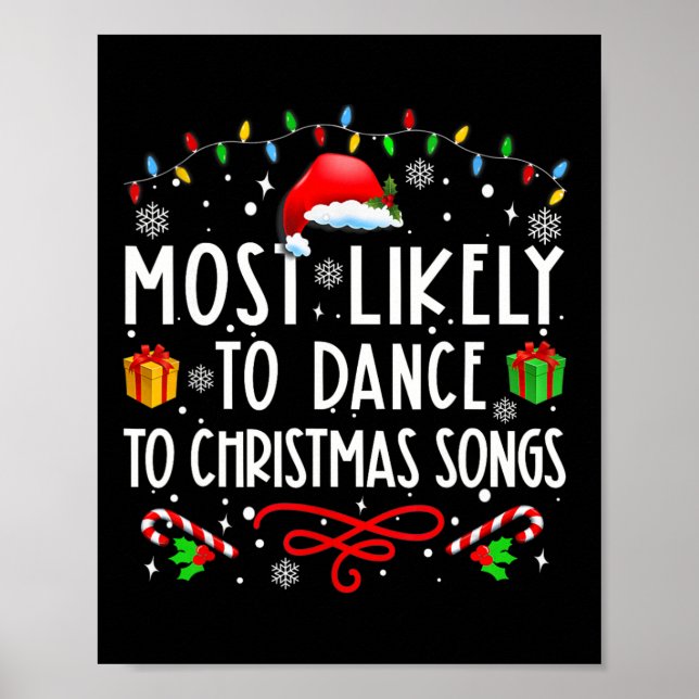 Mest sannolikt att dansa till julmusik jul  poster (Framsidan)
