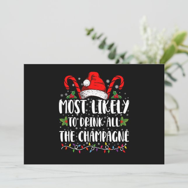 Mest sannolikt att dricka all champagne Xmas-dryck Inbjudningar (Stående Fram)