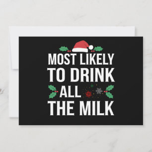 Mest sannolikt att dricka all mjölk jul Matchi Julkort