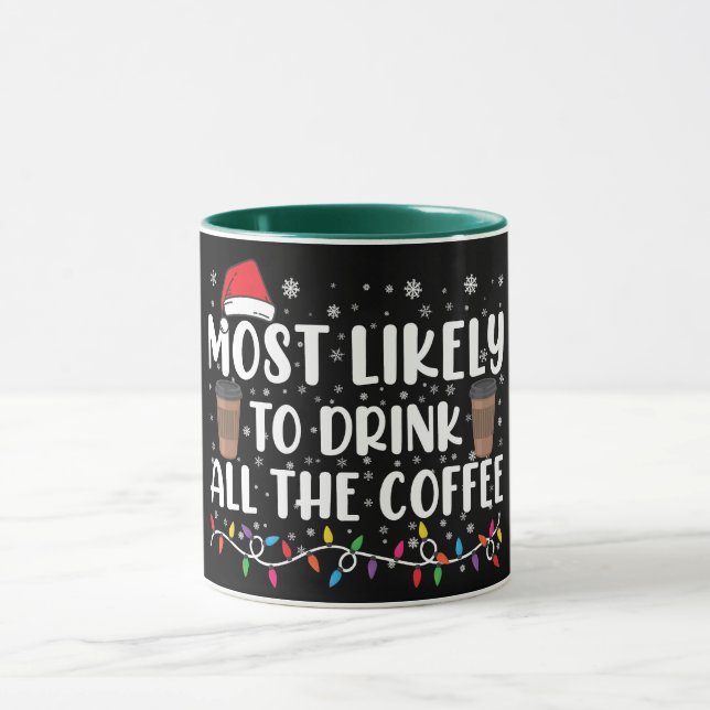 Mest sannolikt att dricka allt kaffe jul  mugg (Center)